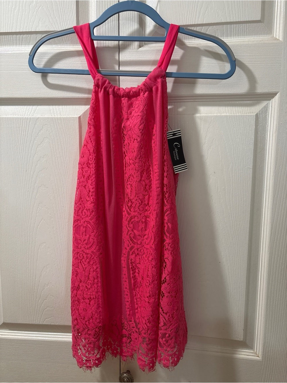 Vine & Love Caboose Boutique Neon Pink Lace Halter Tank Top NWT Small
